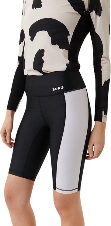 Borg Stripe Bike Shorts Women Zwart