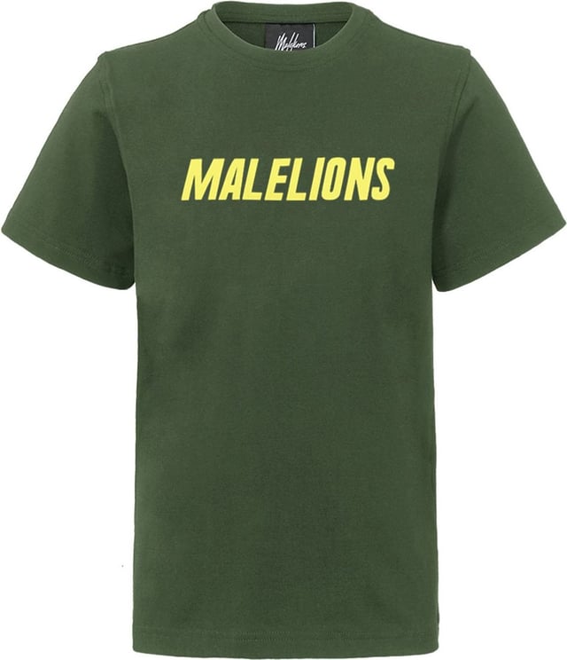 Malelions Junior T-shirt Nium - Army/Yellow Groen