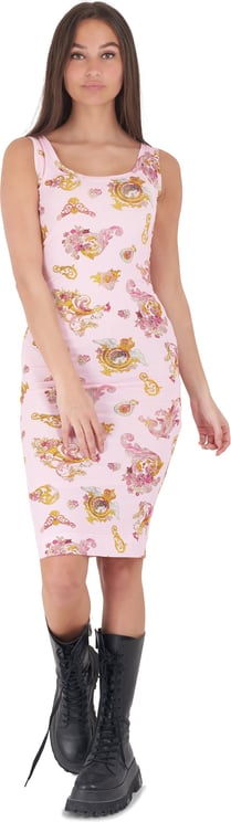 Versace Jeans Couture Pink strap dress with a print in go Roze