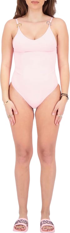 Reinders Swim Suit Headlogos Solid Color Pink