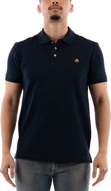 Moose Knuckles Gold Polo Shirt Navy Blauw