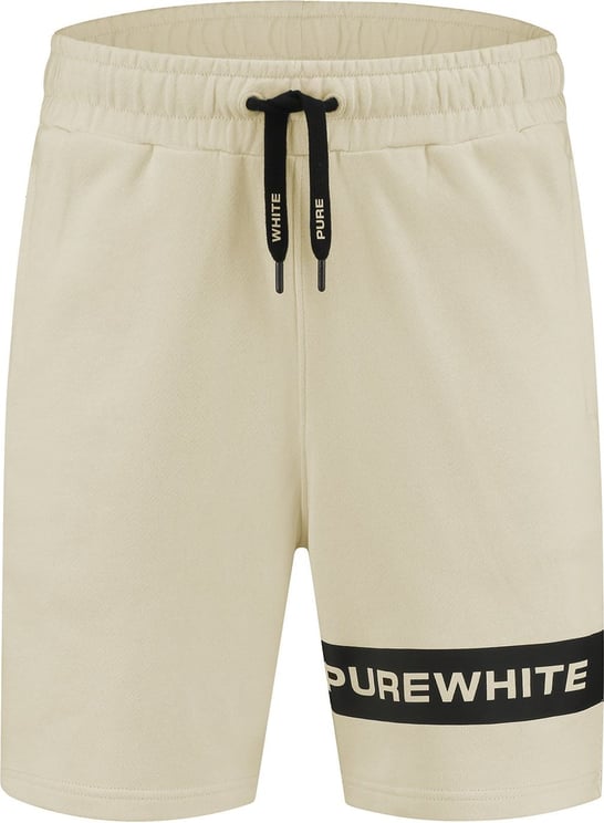 Purewhite Logo Stripe Shorts - Sand Bruin