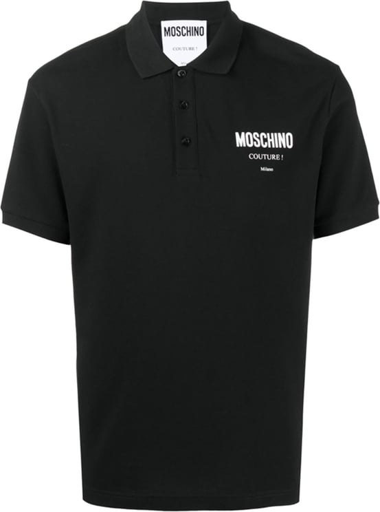 Moschino logo-print cotton polo shirt Zwart