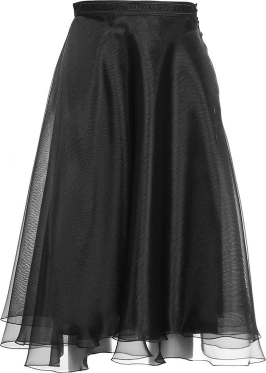 Elisabetta Franchi Tulle Skirt With Logo Writing Black Zwart