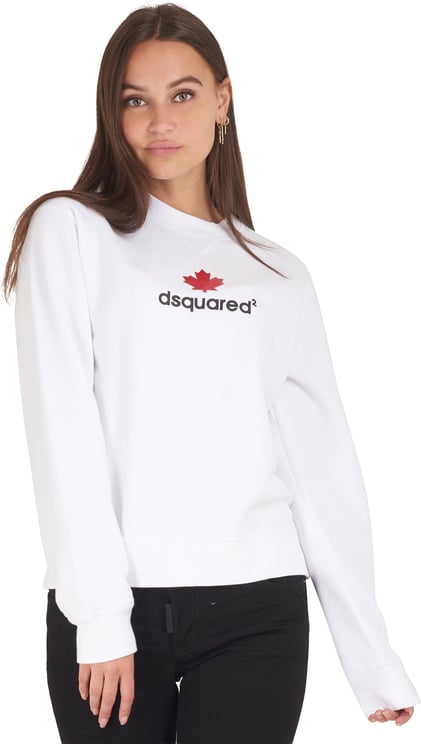 Dsquared2 Womens white sweat red canadian lea Wit