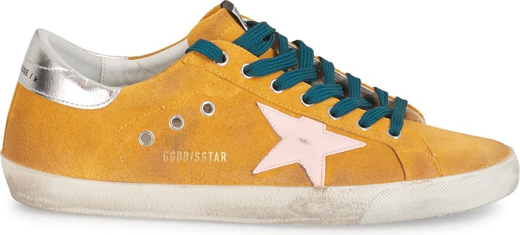 Golden Goose Yellow sneakers with pink star and Geel