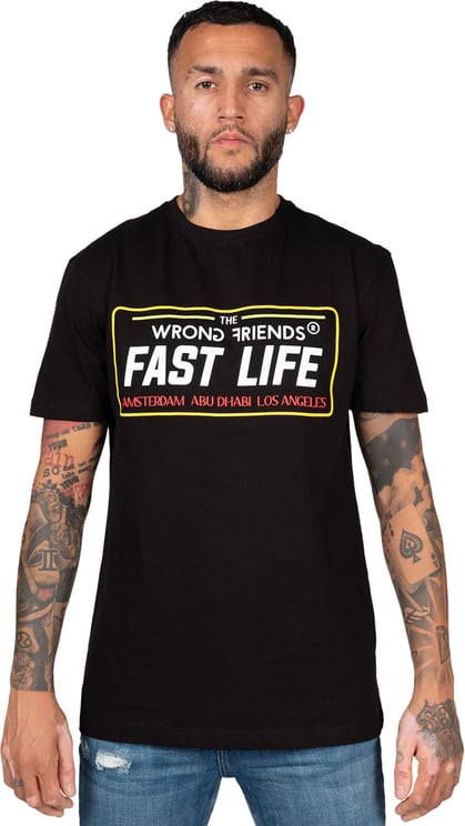 Wrong Friends Fast Life T-shirt - Zwart Zwart