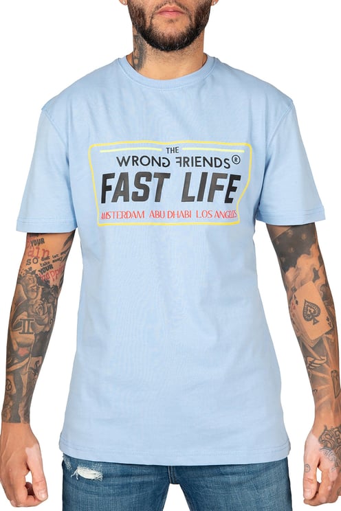 Wrong Friends Fast Life T-shirt - blauw Blauw