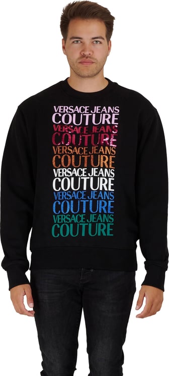 Versace Jeans Couture Black sweatshirt with letters Zwart