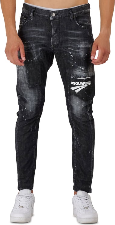 Dsquared2 distressed Tidy Biker jeans Zwart