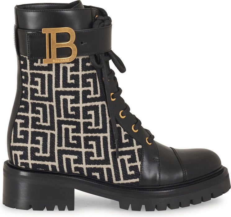 Mid-rise monogrammed lace-up boots
