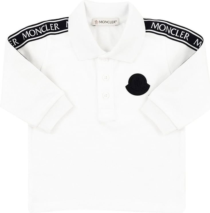 Moncler White Boy Polo shirt Wit