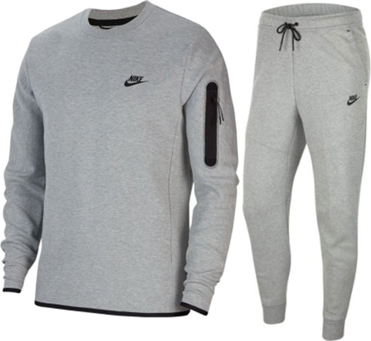 Nike Tech Fleece Crewneck Trainingspak Senior Grey Zwart