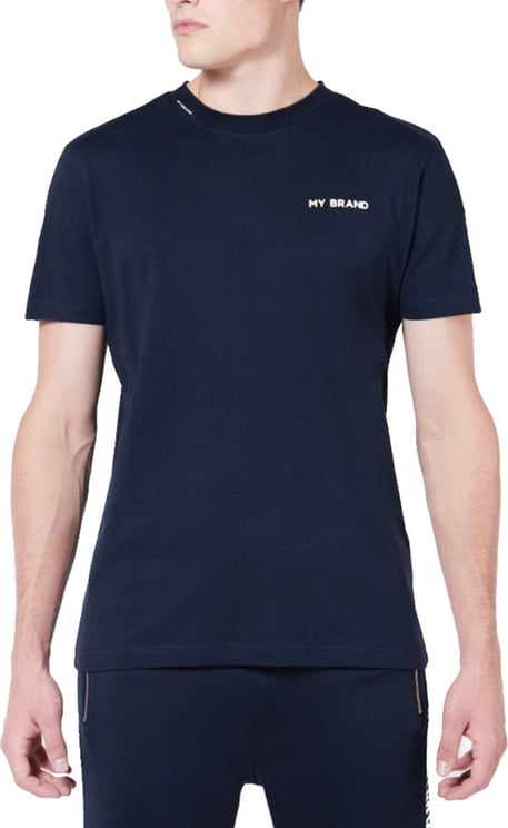 My Brand Tape T-Shirt Navy/White Blauw