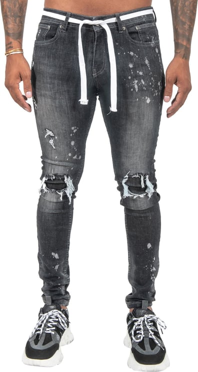 Malelions Ripped & Repaired Jeans - Black Zwart