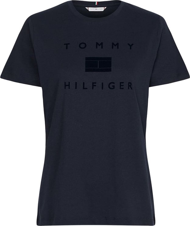 Tommy Hilfiger Flock T-shirt Donkerblauw Blauw