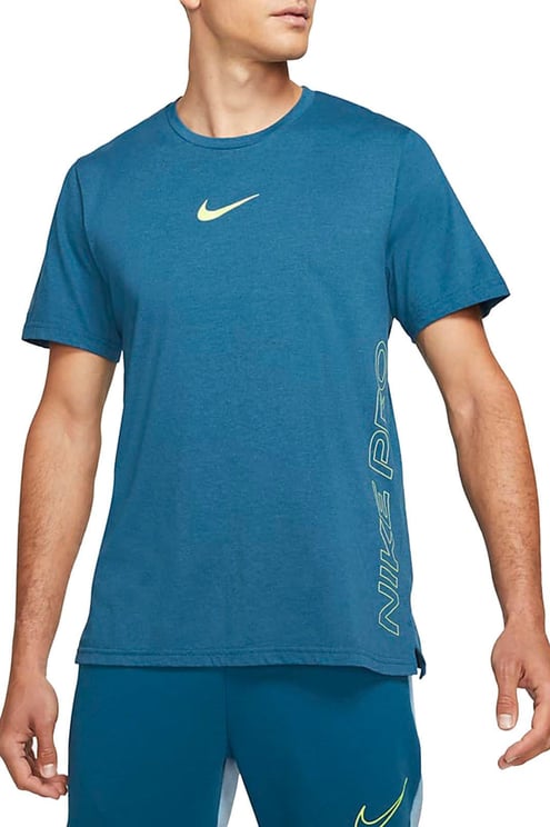 Nike Pro Dri-fit Burnout Sportshirt Heren Blauw Blauw