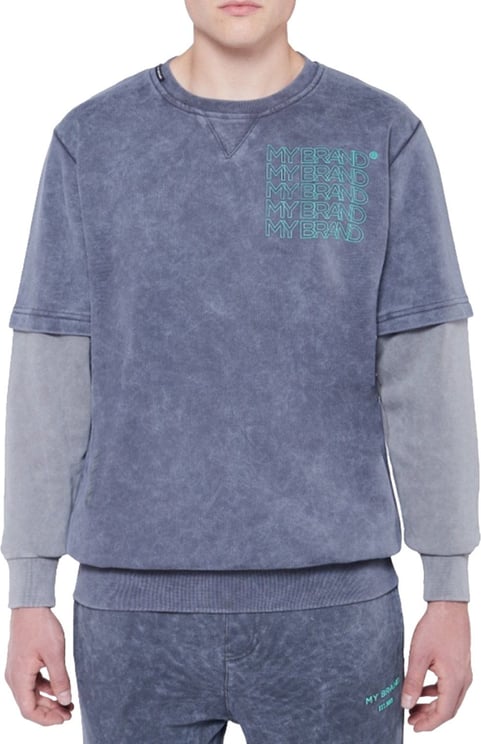 My Brand Outlined Double Sleeve Sweater Grey Grijs