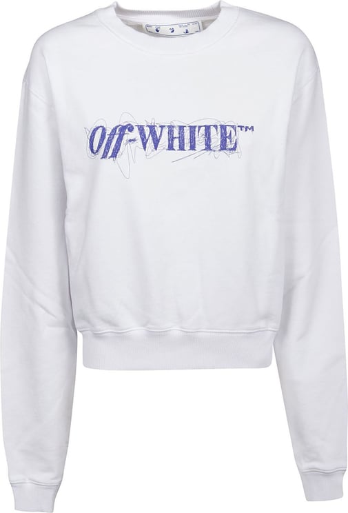 Pen Logo Crop Sweatshirt White