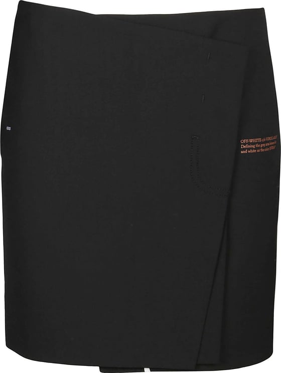 OFF-WHITE Light Wool Flap Mini Skirt Black Zwart