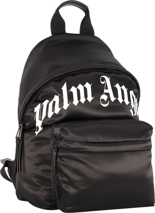 Palm Angels Black Backpack With Logo Print Zwart