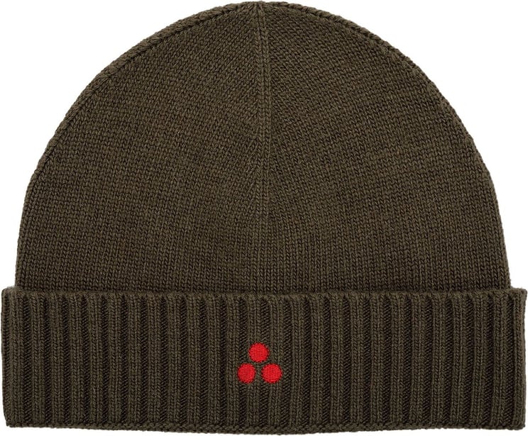 Peuterey Wool blend tricot hat with embroidered logo Groen