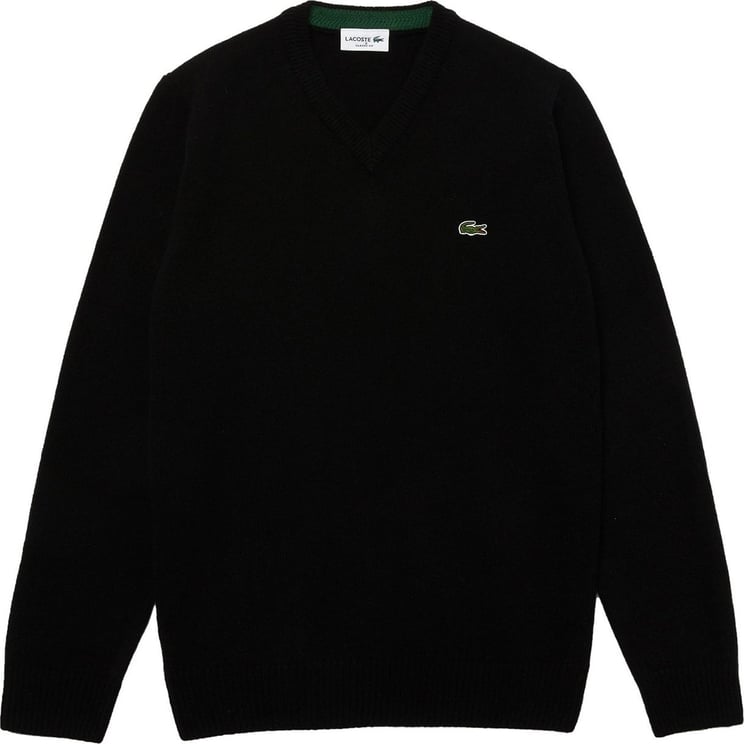 Lacoste V-Neck Knitwear Cotton Classic Fit Black Black