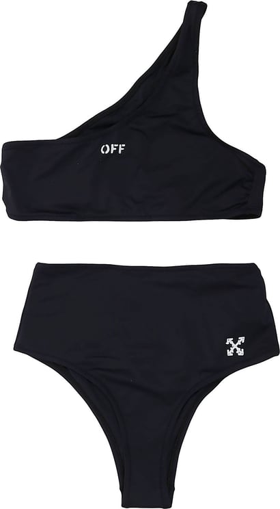 OFF-WHITE Logo One Shoulder Bikini Zwart