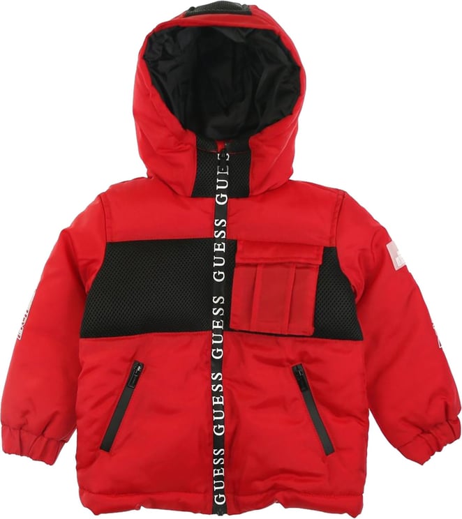 Guess Padded Hooded Ls Jacket Tulip Red Rood