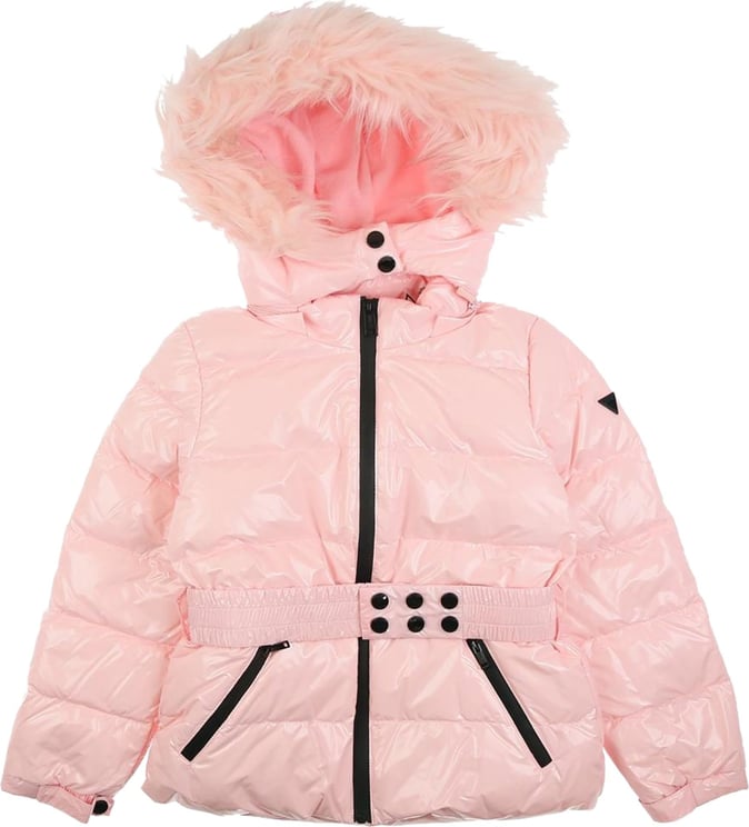 Guess Real Down Hooded Ls Jacket Pink Pal Roze