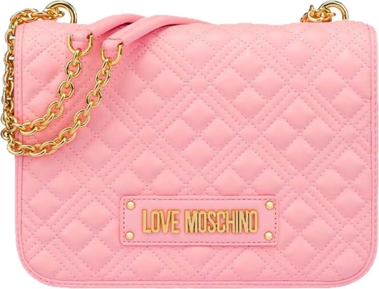 Love Moschino Quilted Pink Large Crossbody Bag Pink Roze