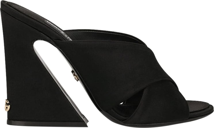 Dolce & Gabbana Black Satin Sandals Zwart