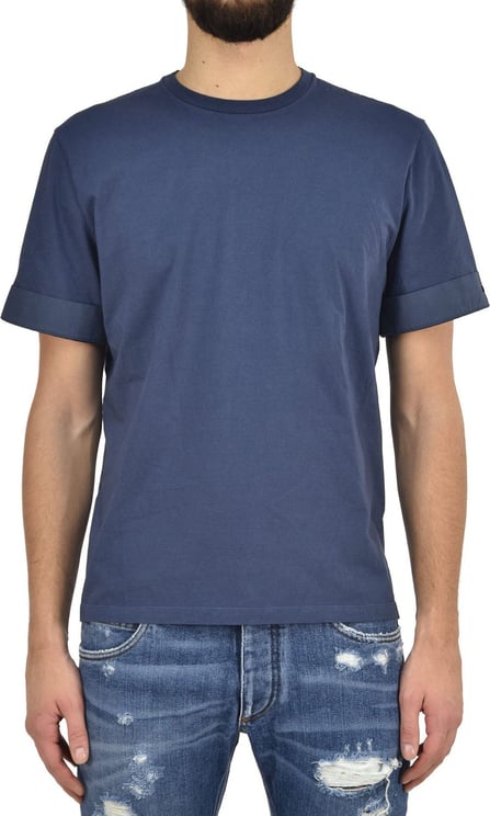 Neil Barrett T-shirt Blue Man Cotton Print Graphics Mod.BJT250SE574S326