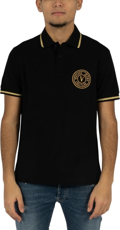 Versace Jeans Couture V-Emblem Embro Polo Shirt Zwart