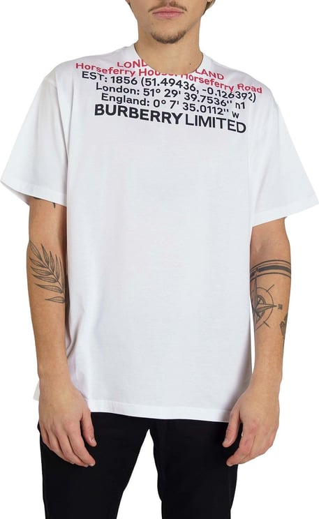Burberry Location Print Cotton Oversized Jensen T-shirt Wit