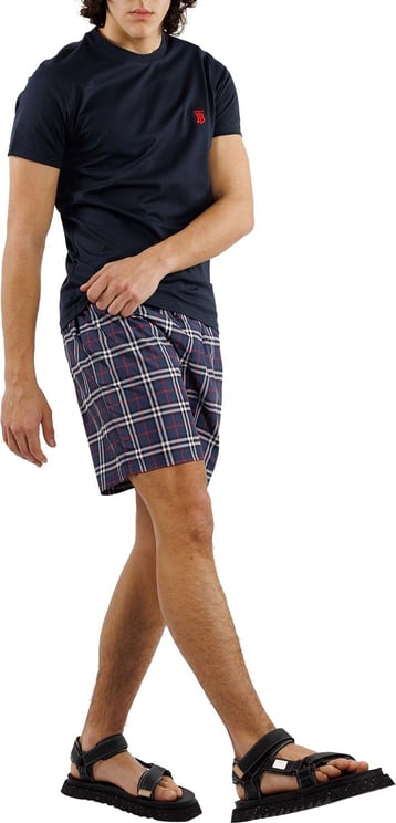 Burberry Swim Shorts With Micro-pattern Check Blue
