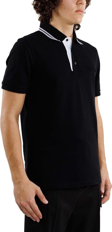 Black Cotton Piqué Polo With Embossed Logo