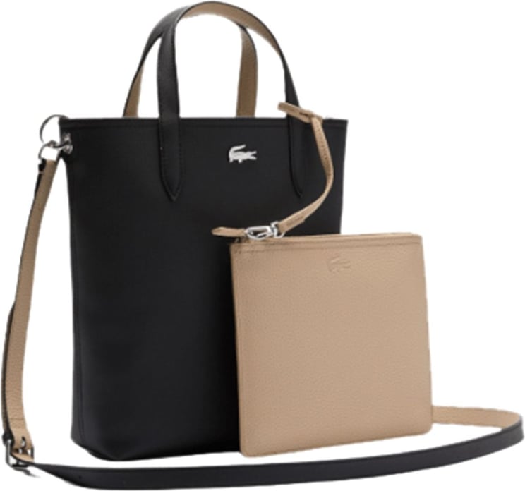 Lacoste Anna reversible coated canvas tote bag Zwart