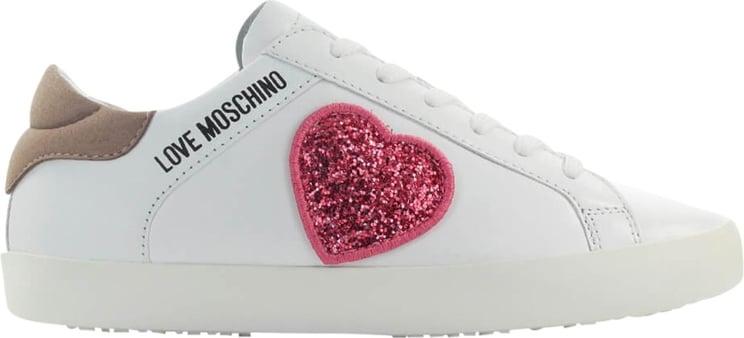 Love Moschino White Sneaker With Glitter Heart White Wit