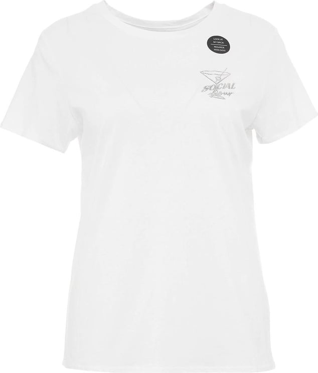 Guess T-shirt With Strass Detail White Wit