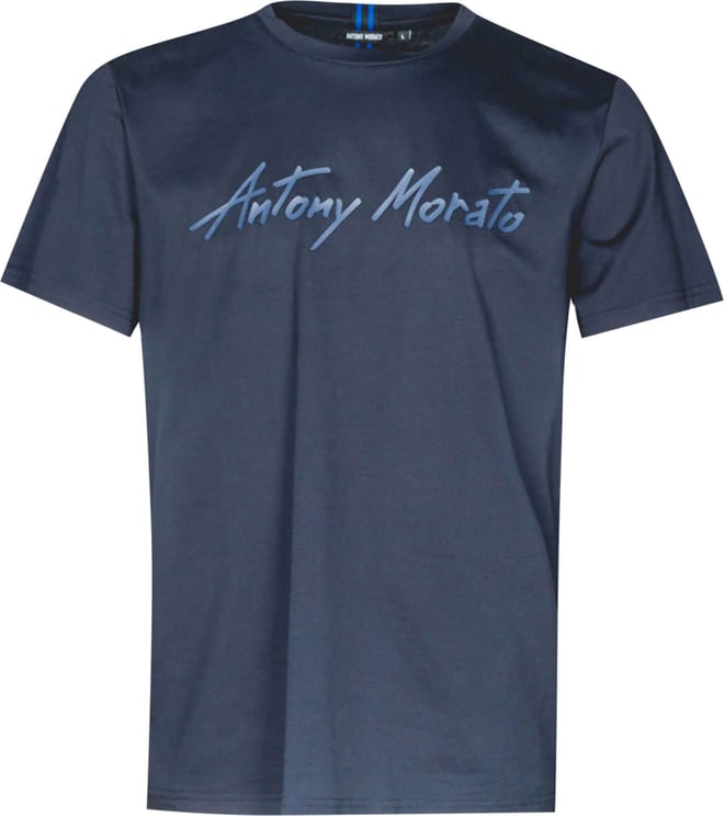 Antony Morato T-shirt logo navy Blauw