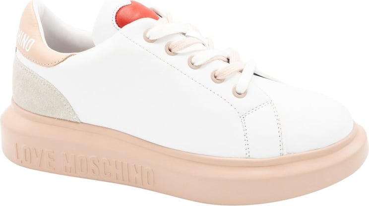 Love Moschino Love Running Sneaker Wit Met Roze Wit