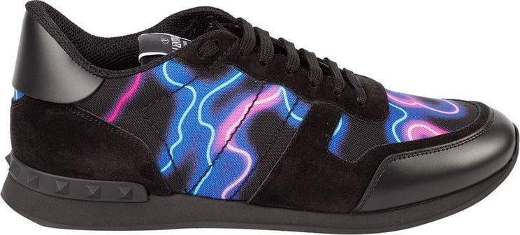 Valentino Rock Runner Neon Camou Sneakers Zwart