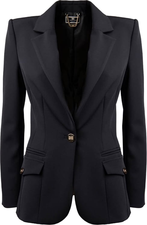 Elisabetta Franchi Black Single-breasted Suit Jacket Black Zwart