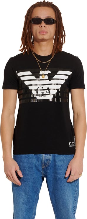 EA7 T-shirt Black White Zwart