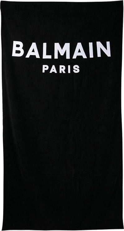 Balmain Beach towel logo black Black