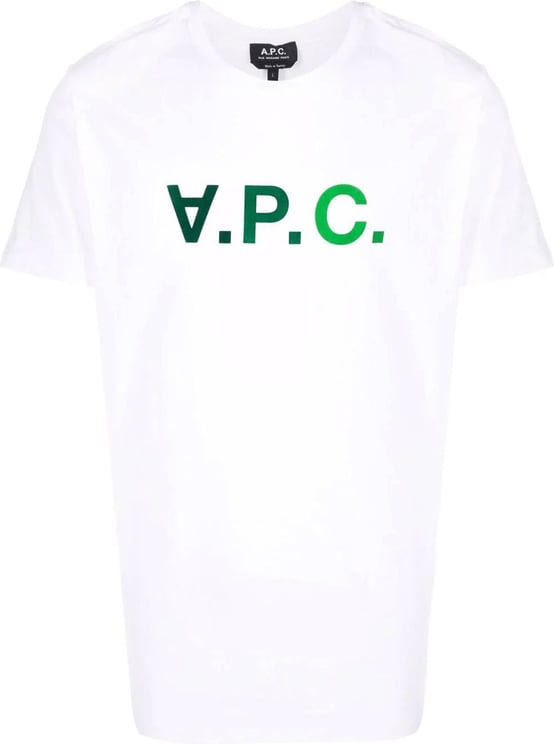 A.P.C. T-shirt Vpc Blanc Vert Wit