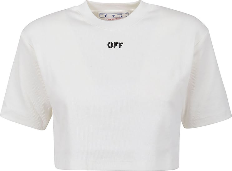 OFF-WHITE Off Stamp Ribbed Cropped Tee Wit