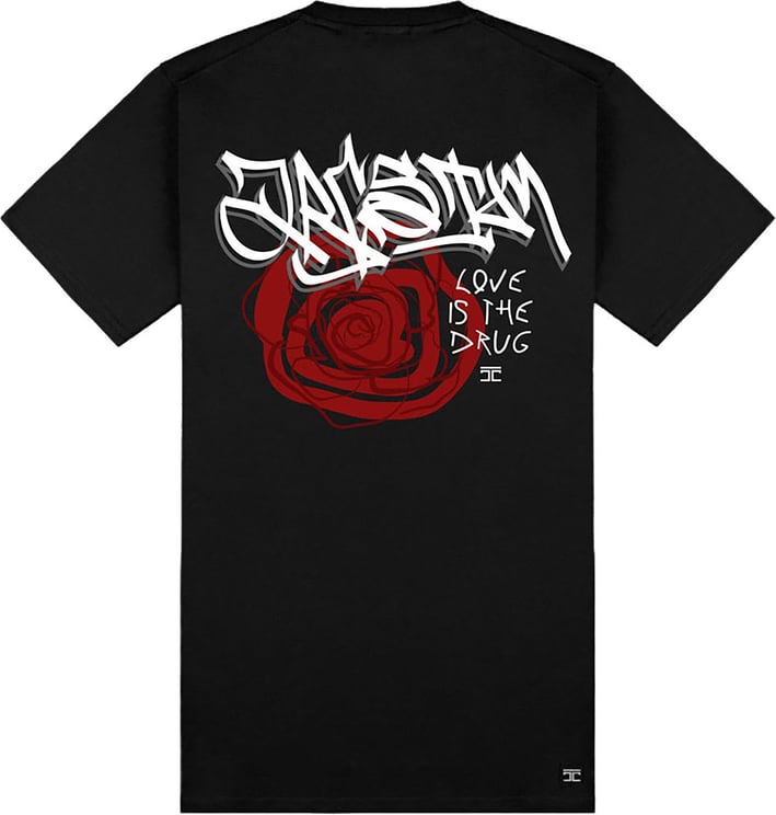 JorCustom Rose slim fit t-shirt black Zwart