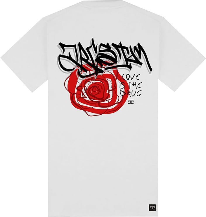 JorCustom Rose slim fit t-shirt white Wit